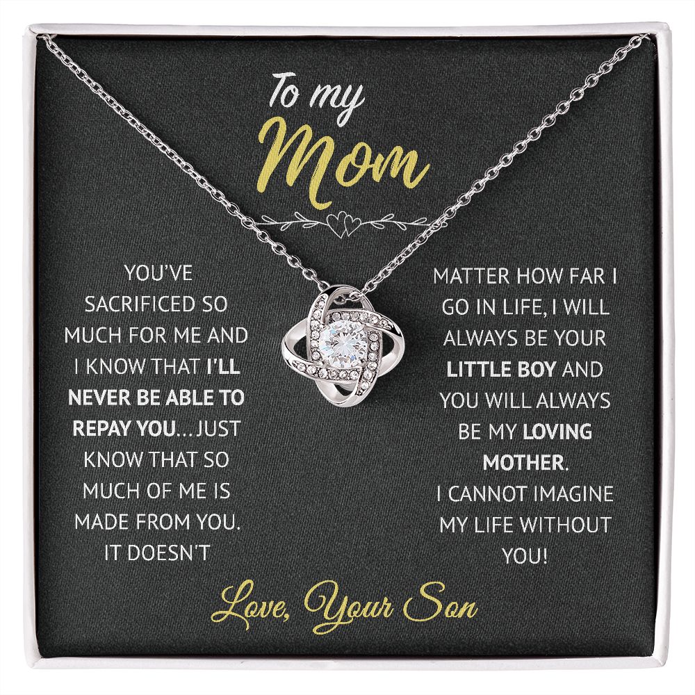 To My Mom | I Can't Imagine Life Without You| Love Knot Necklace