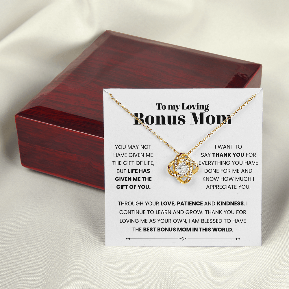 To My Loving Bonus Mom | I Am Blessed To Have You| Love Knot Necklace