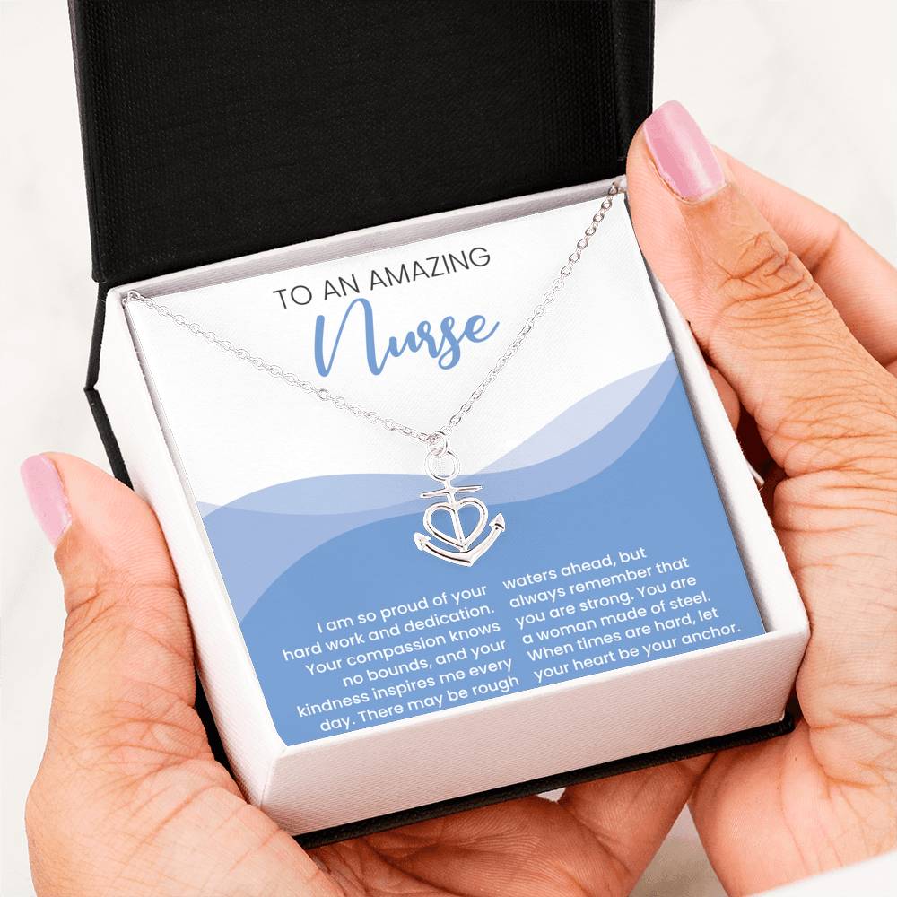 To An Amazing Nurse-Your Heart Is Your Anchor-Necklace - Glitter By Kate Wild