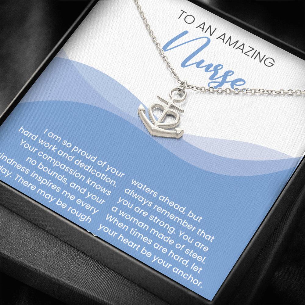 To An Amazing Nurse-Your Heart Is Your Anchor-Necklace - Glitter By Kate Wild