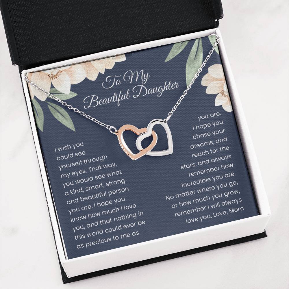 To My Beautiful Daughter- Remember I Will Always Love You- Necklace - Glitter By Kate Wild