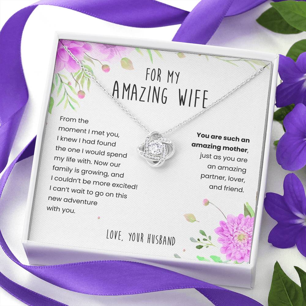 For My Amazing Wife &  New Mom- 14k White Gold Finish - Glitter By Kate Wild