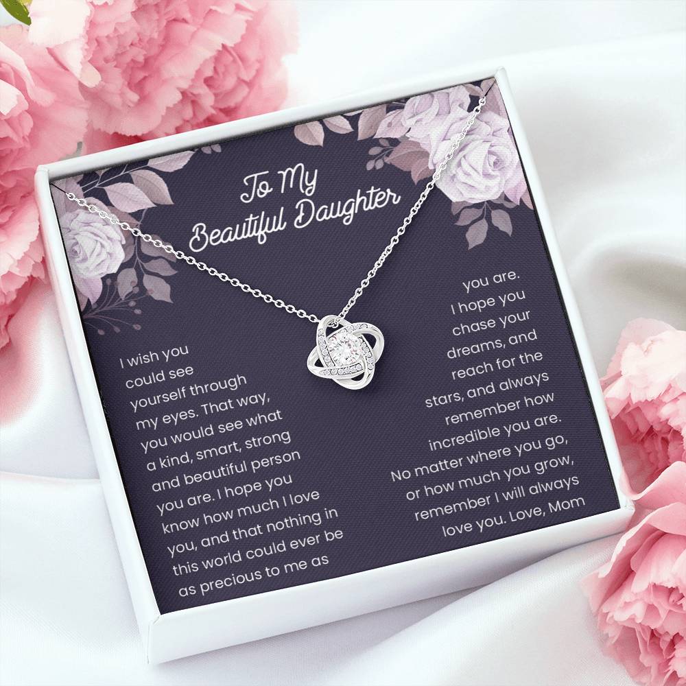 To My Beautiful Daughter-  I Will Always Love You- 14k White Gold Finish - Glitter By Kate Wild