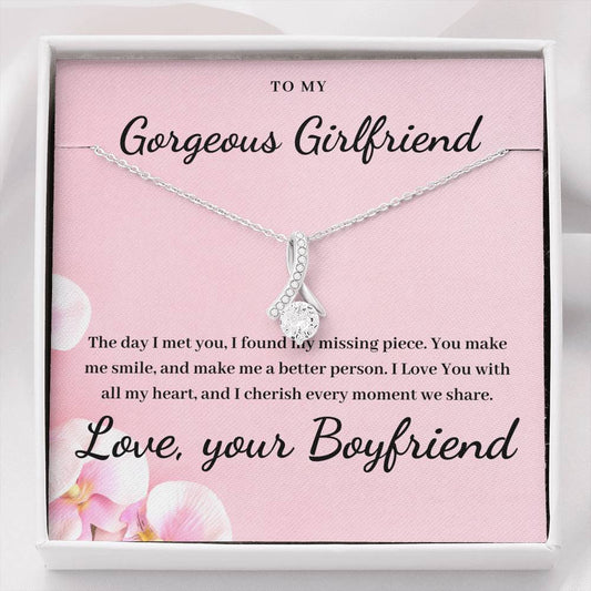 To My Gorgeous Girlfriend 14k White Gold Plated Luxury Necklace - Glitter By Kate Wild