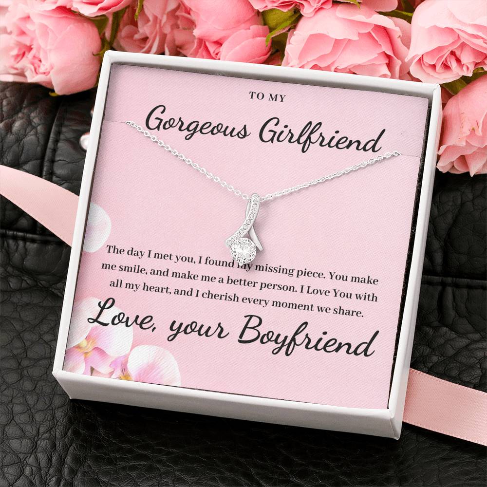 To My Gorgeous Girlfriend 14k White Gold Plated Luxury Necklace - Glitter By Kate Wild