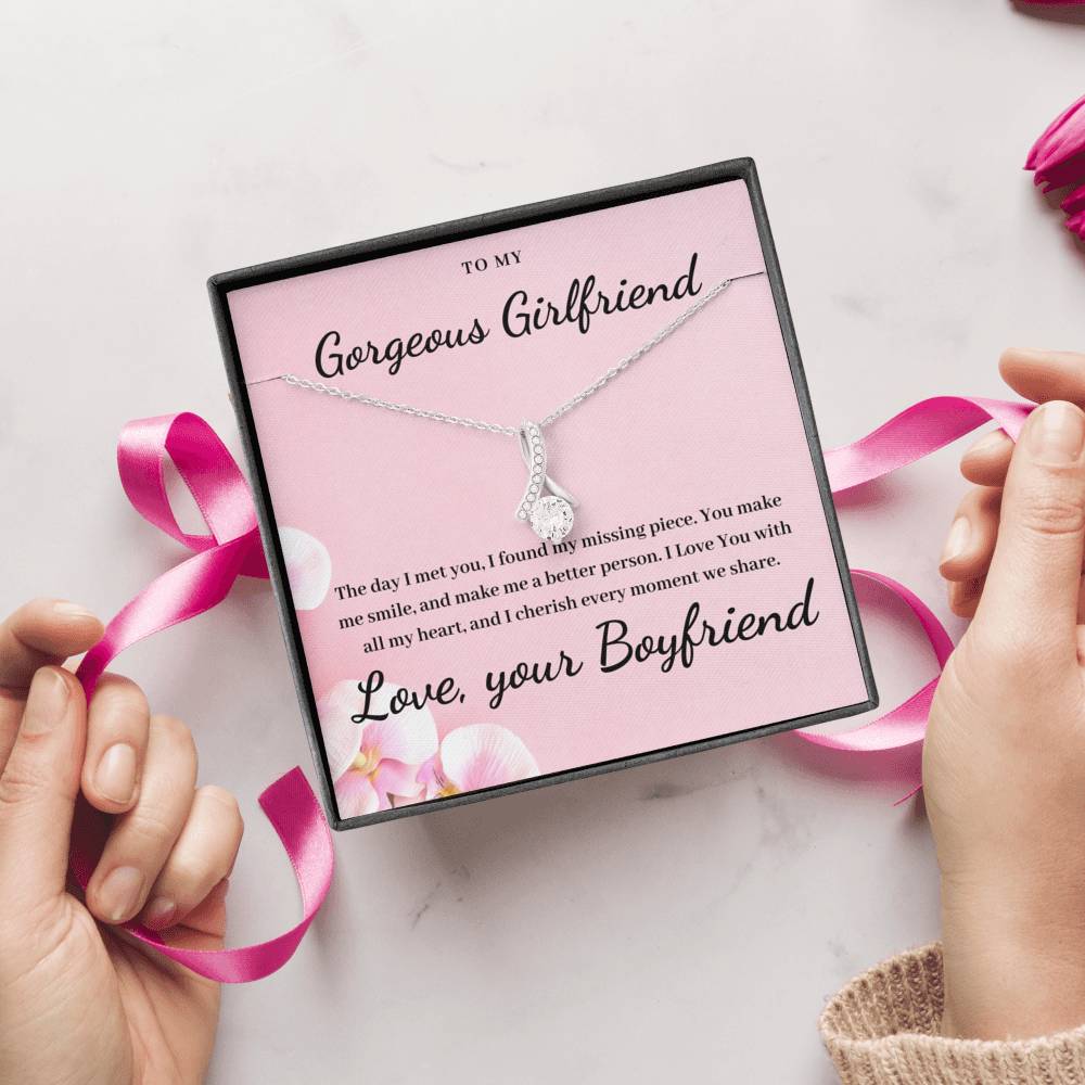 To My Gorgeous Girlfriend 14k White Gold Plated Luxury Necklace - Glitter By Kate Wild