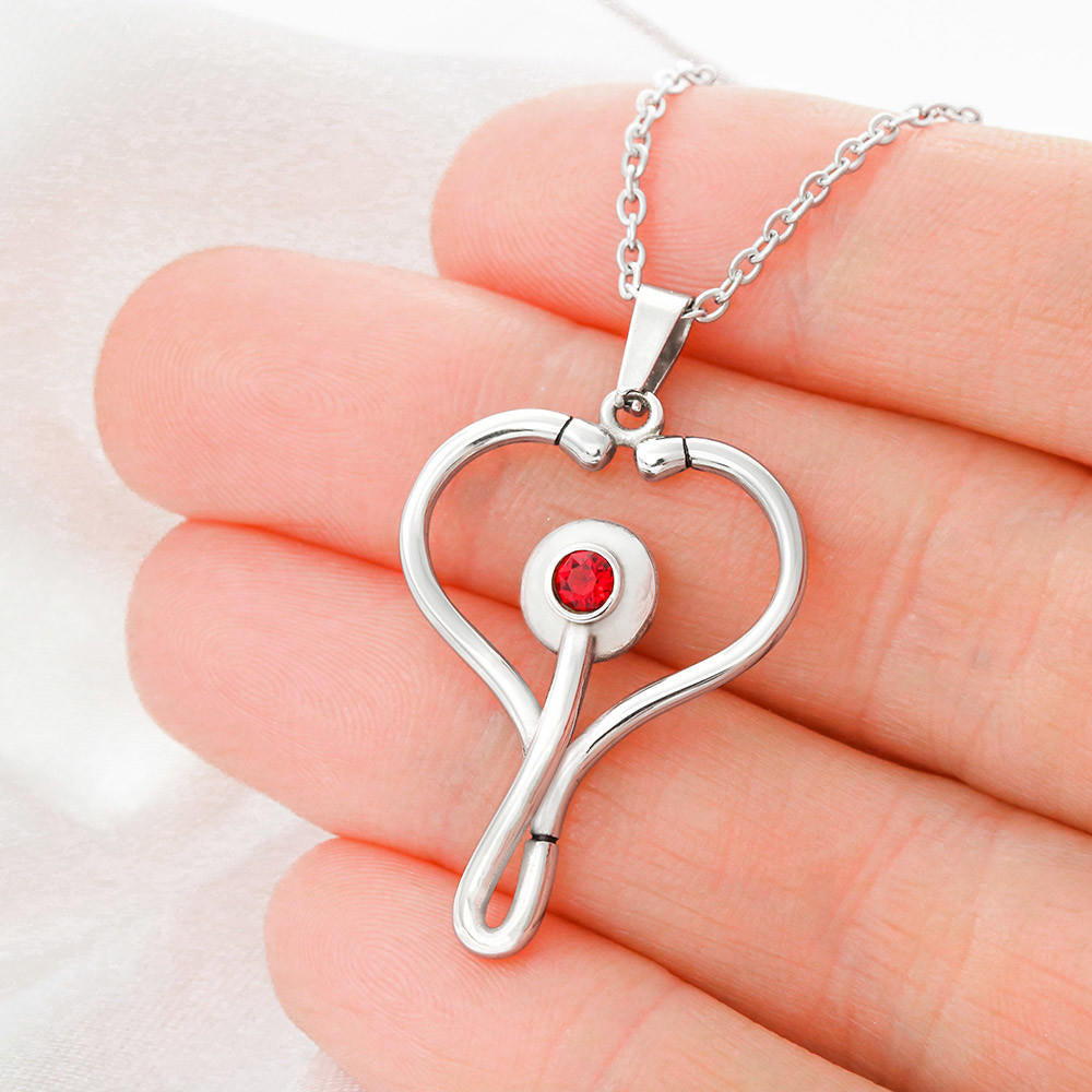 For A Nurse  Practitioner- Brain of a Doctor and the Heart of a Nurse- Stethoscope Necklace - Glitter By Kate Wild