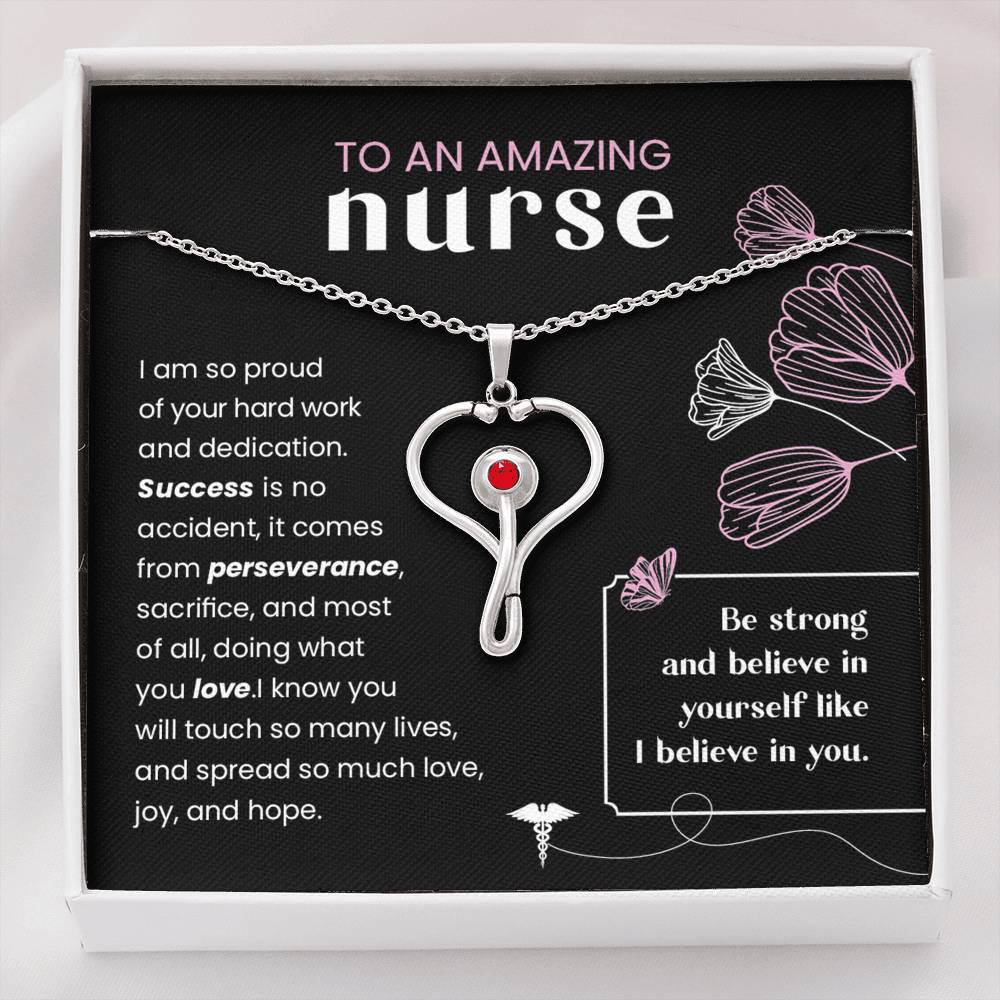 For A Nurse- Be Strong And Believe In Yourself- Necklace - Glitter By Kate Wild