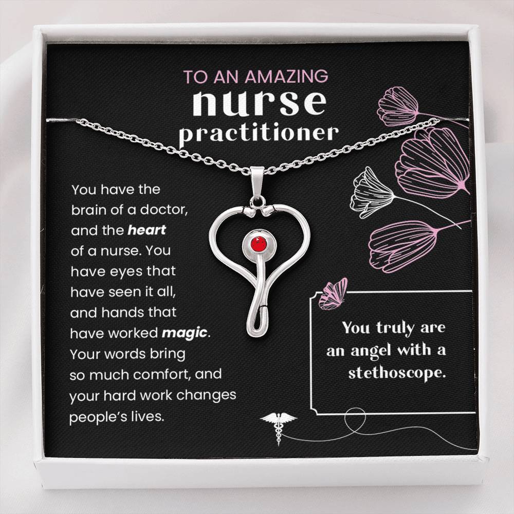 For A Nurse Practitioner- Brain of a Doctor and the Heart of a Nurse- Necklace - Glitter By Kate Wild