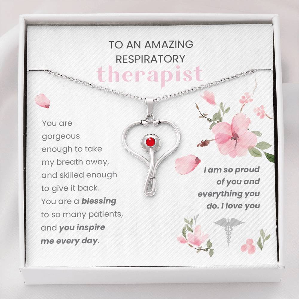 For A Respiratory Therapist- You Take My Breath Away- Stethoscope Necklace - Glitter By Kate Wild