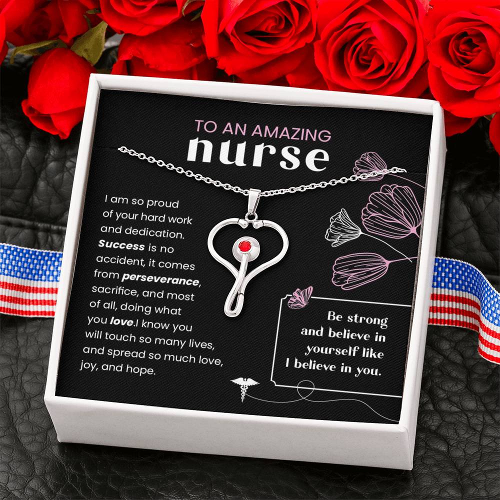 For A Nurse- Be Strong And Believe In Yourself- Necklace - Glitter By Kate Wild