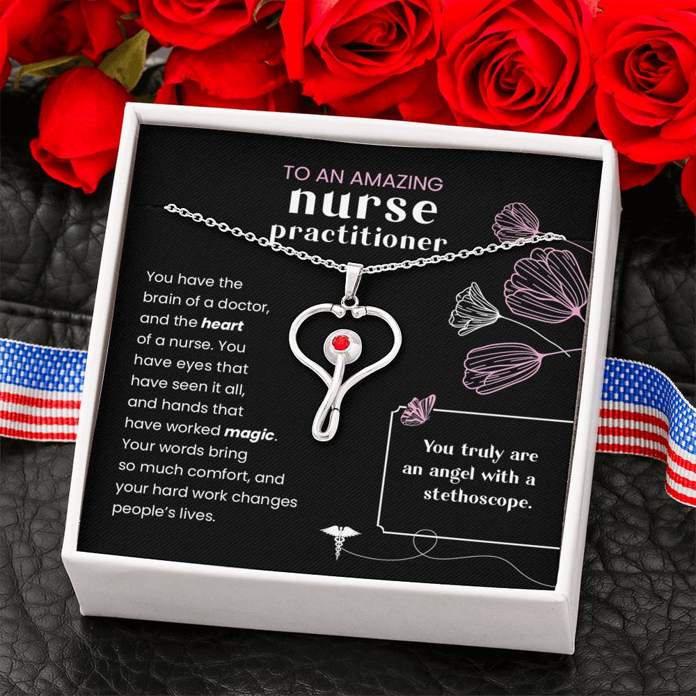 For A Nurse Practitioner- Brain of a Doctor and the Heart of a Nurse- Necklace - Glitter By Kate Wild