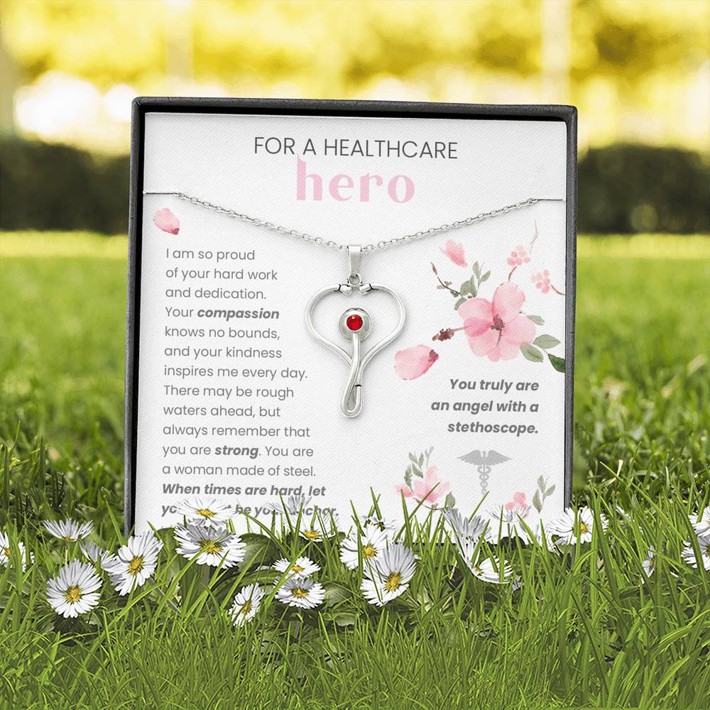 For A Healthcare Hero- You Are An Angel With A Stethoscope- Stethoscope Necklace - Glitter By Kate Wild