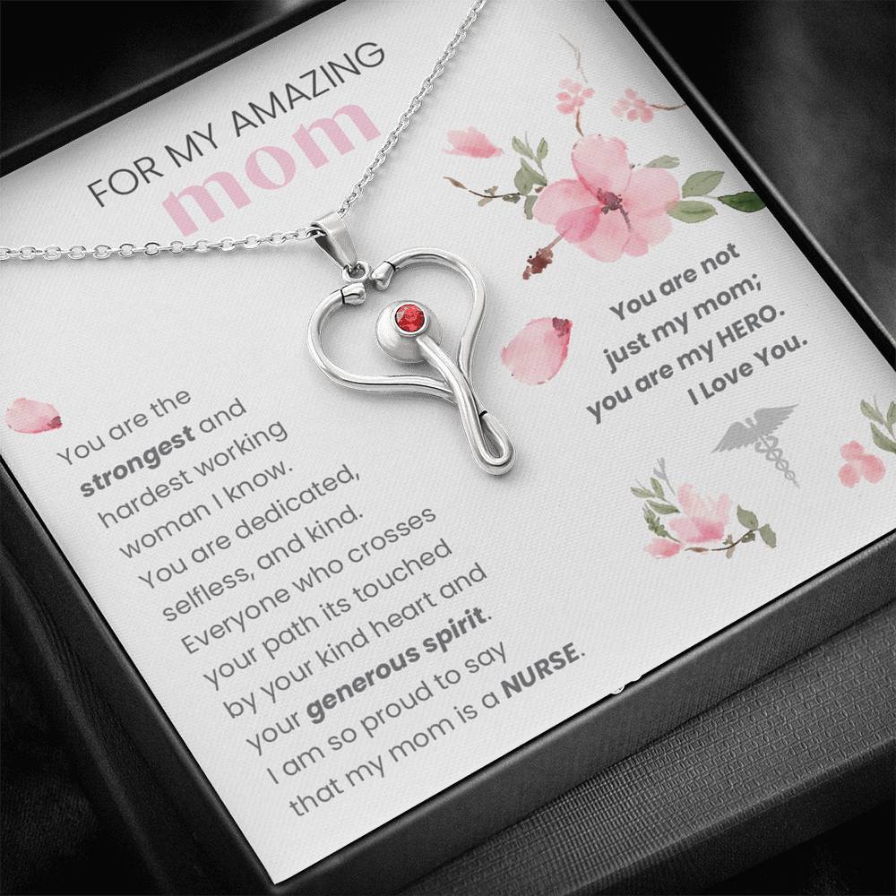 For A Nurse Mom- You Are My Hero- Necklace - Glitter By Kate Wild