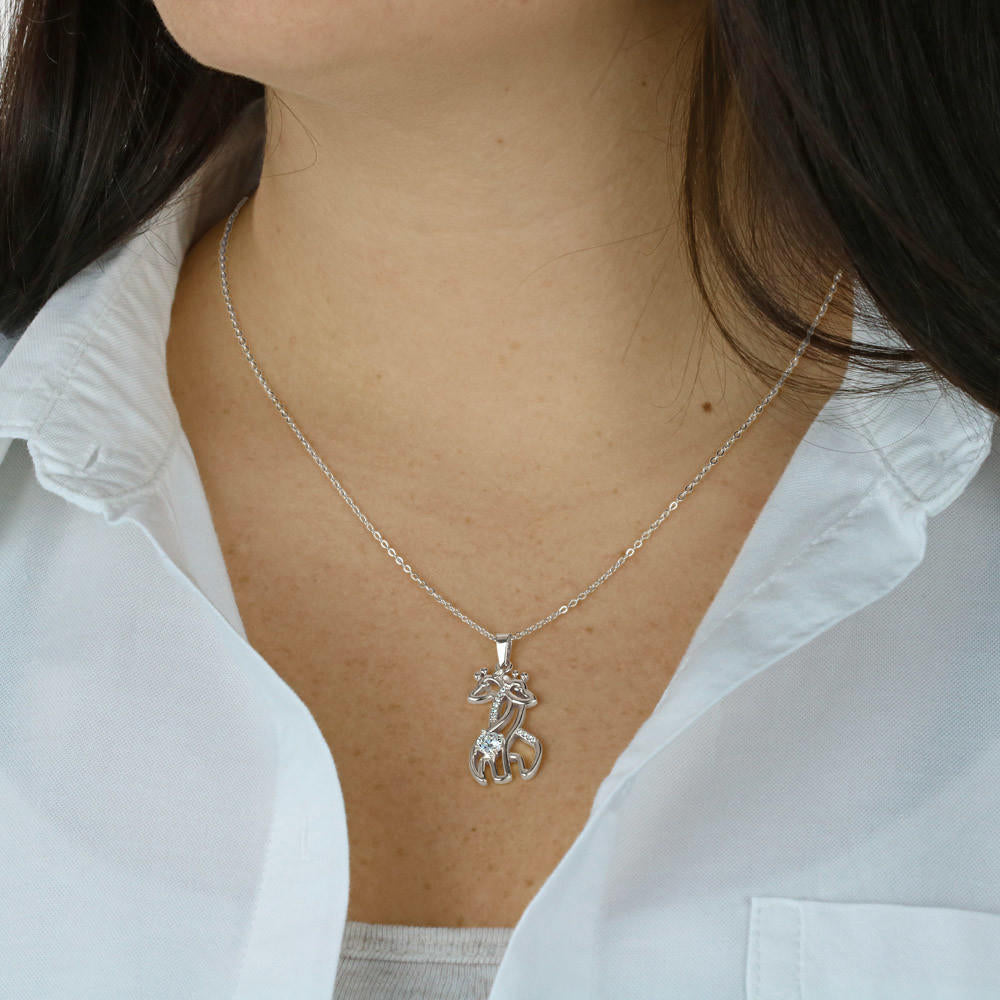 Giraffe Necklace For Wife New Mom- 14k White gold 18k Yellow Gold Plating - Glitter By Kate Wild