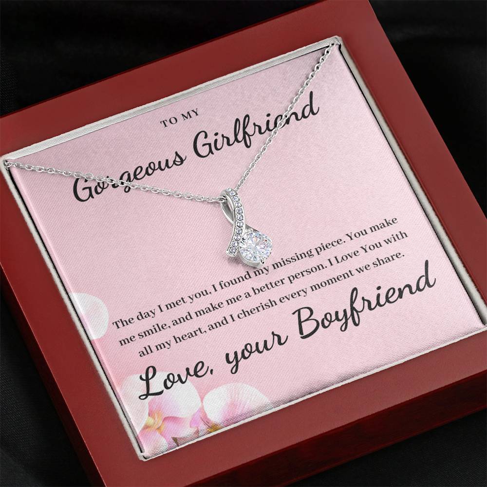 To My Gorgeous Girlfriend 14k White Gold Plated Luxury Necklace - Glitter By Kate Wild